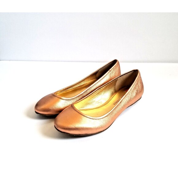 ELAINE TURNER Paige Leather Ballet Flats Sz 6 36 Metallic Rose Gold Slip On - Picture 2 of 12